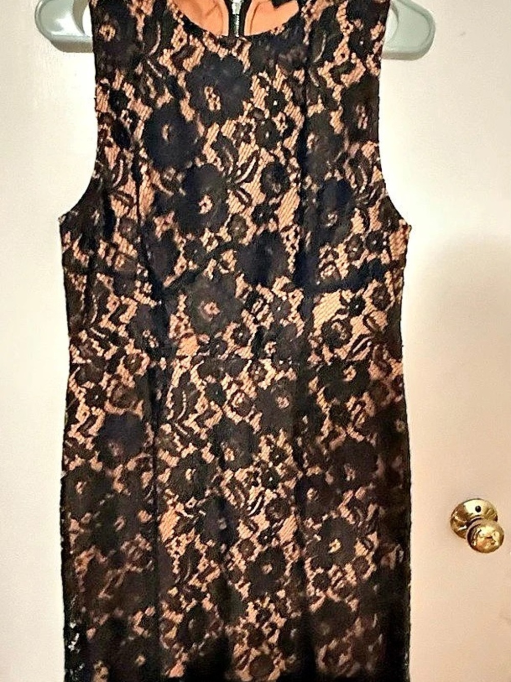 French Connection Floral Lace Mini Dress in Black & Nude Size 12